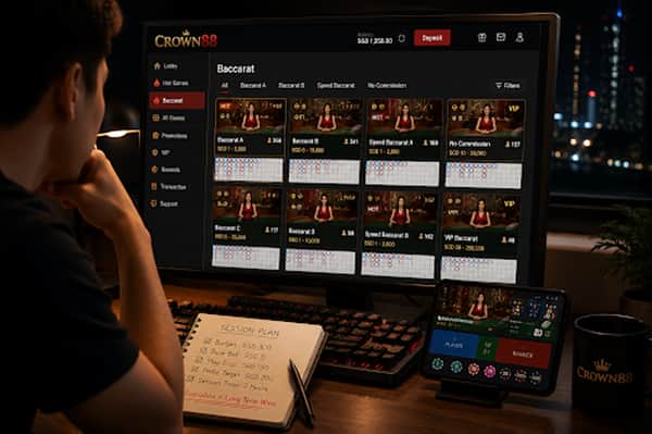 Baccarat table selection checklist being reviewed before entering a live casino table