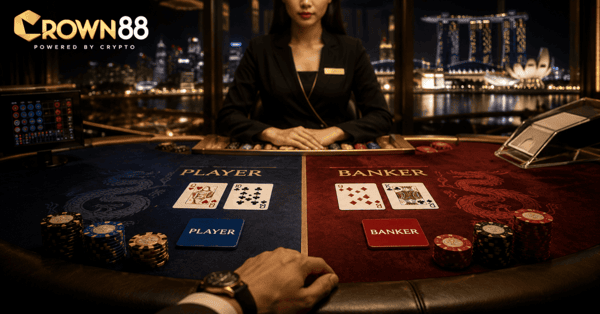 Banker vs player comparison on Crown88 baccarat table