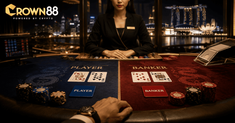 Banker vs player comparison on Crown88 baccarat table